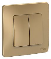 Переключатель с рамкой Systeme Electric Blanca 2-кл. проходной титан картинка